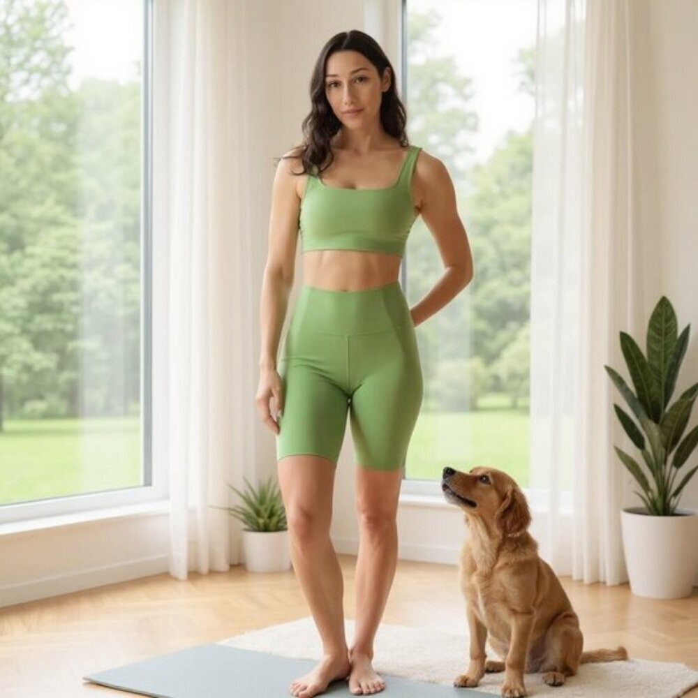 Girlfriend Collective Bike Short in Mantis Size Small